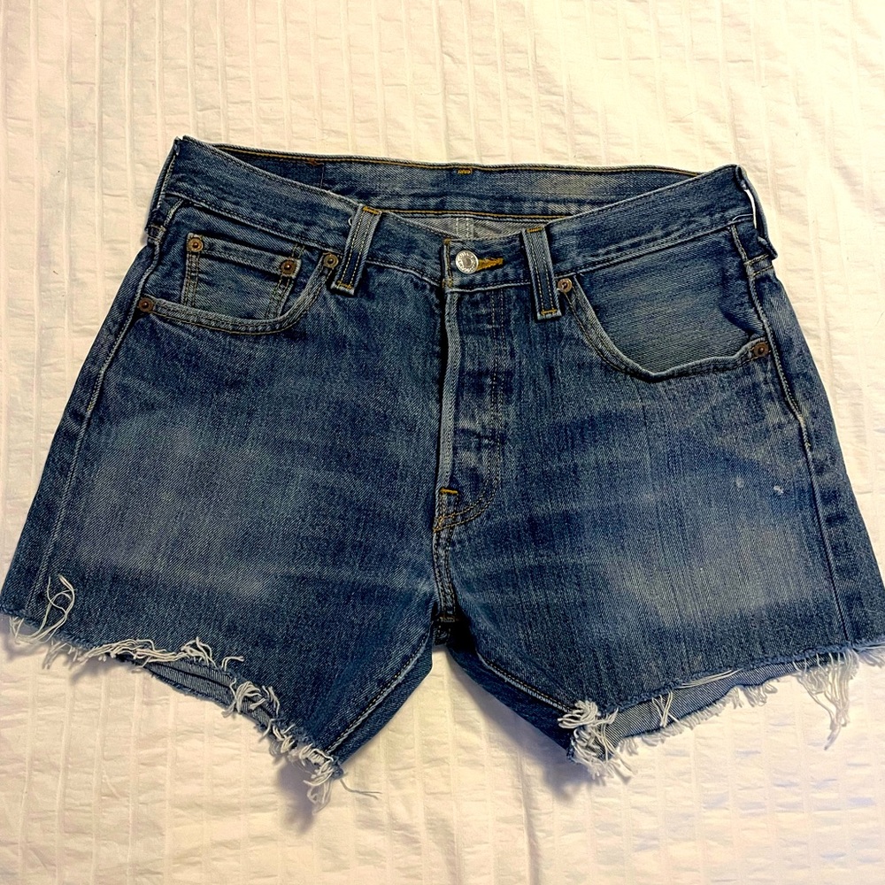 Vintage Button Fly High Waist Cut Off Shorts